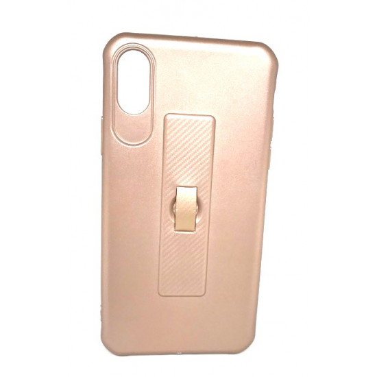 Capa De Silicone Motomo Con Anillo De Dedo Para Apple Iphone X (5.5 ) Rosado Dourada.